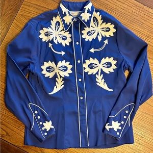 1950 Vintage H Bar C Women’s Gabardine Western shirt chainstitch 36